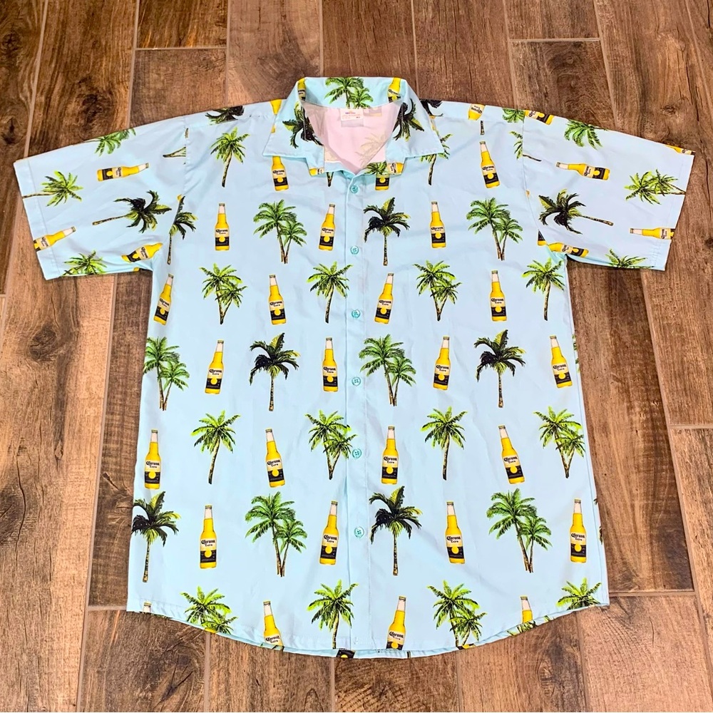 Sky Blue Exclusive Corona Extra Tropical Short Sleeve Active Stretch Shirt:Large